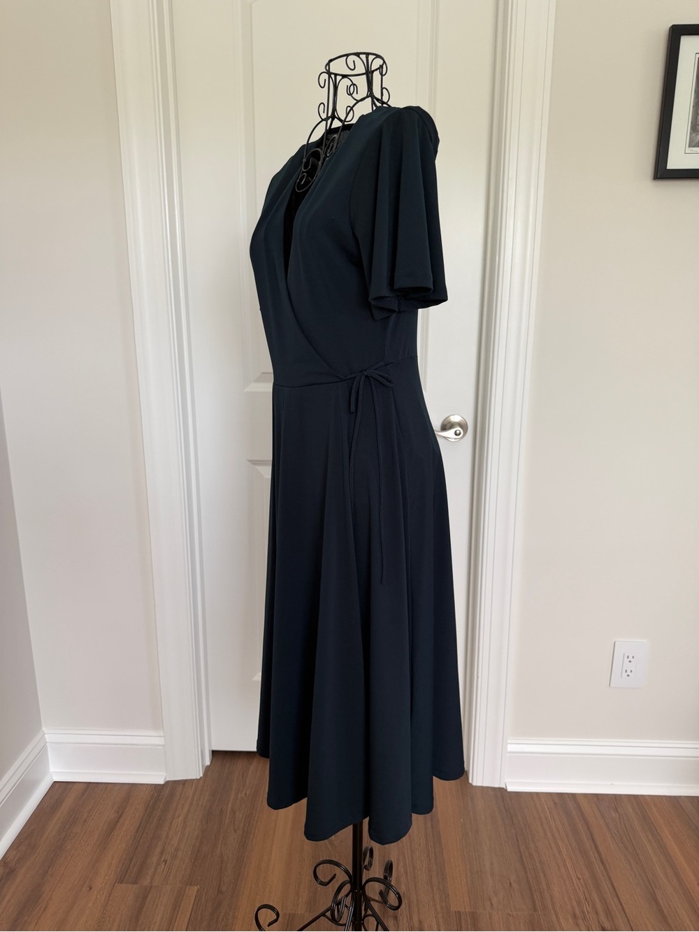 H&M Teal V-Neck Flutter Sleeve Midi Dress - Picture 2 of 5